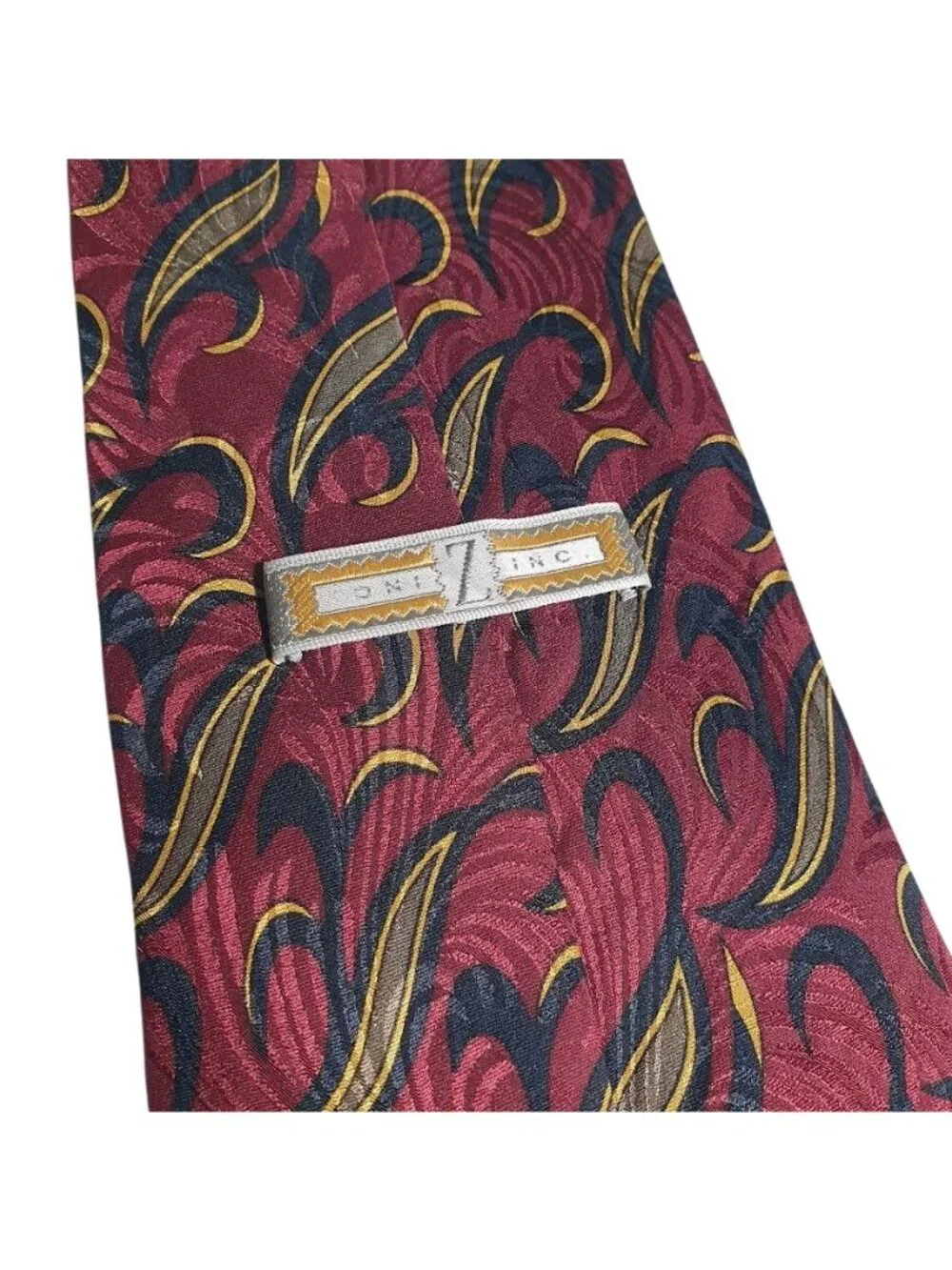 Z Inc Maroon Gold Navy Men Necktie Woven Pattern Business Silk Tie Office Gift